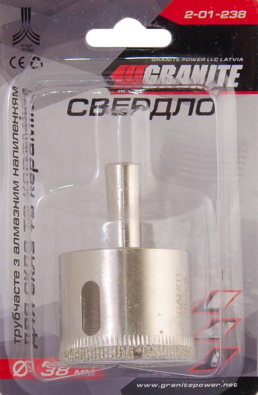 Свердло трубчасте для скла/плитки Granite з алмазним напиленням 38 мм (2-01-238) - фото 2 Свердло трубчасте для скла/плитки Granite з алмазним напиленням 38 мм (2-01-238) - фото 2