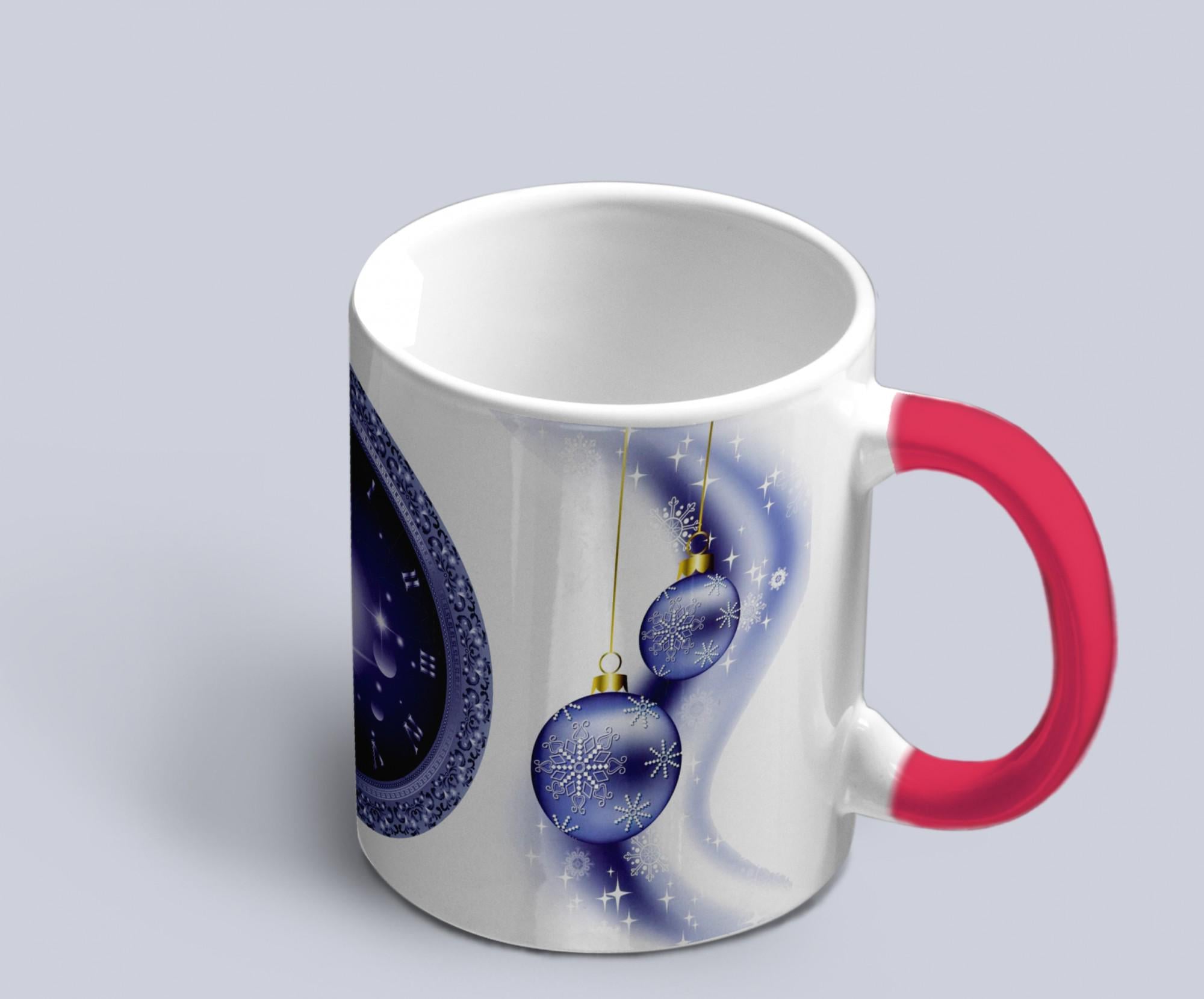 Чашка хамелеон с новогодним принтом часов Красный (02020315065)