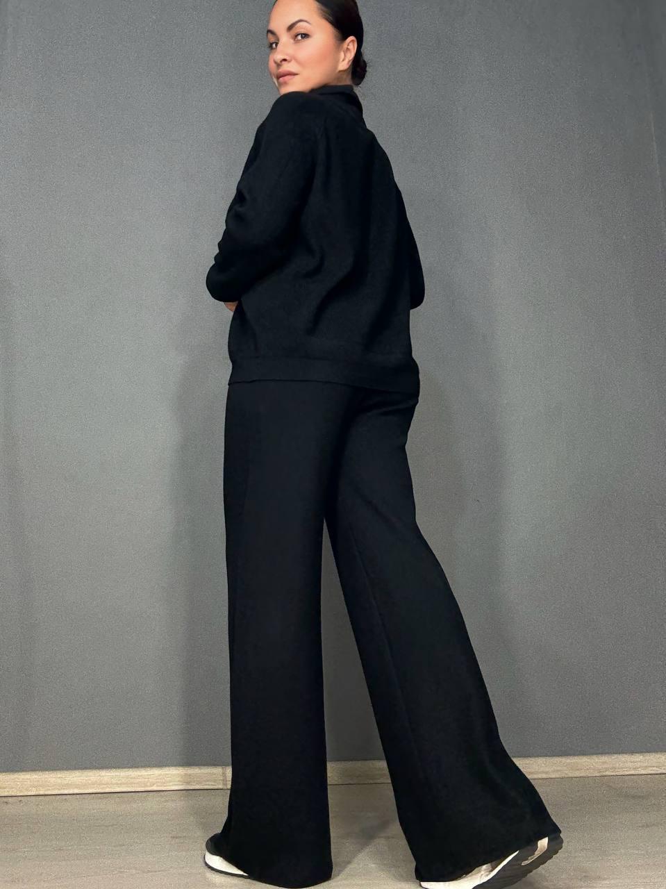 Костюм женский Joy One 382 вязаный брюки с кофтой на молнии OS Черный (5790) - фото 4 Костюм женский Joy One 382 вязаный брюки с кофтой на молнии OS Черный (5790) - фото 4