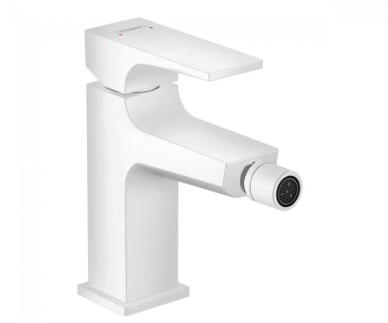 Смеситель для биде HANSGrohe METROPOL Push-Open 32520700 со сливным клапаном матовый Белый (83470)