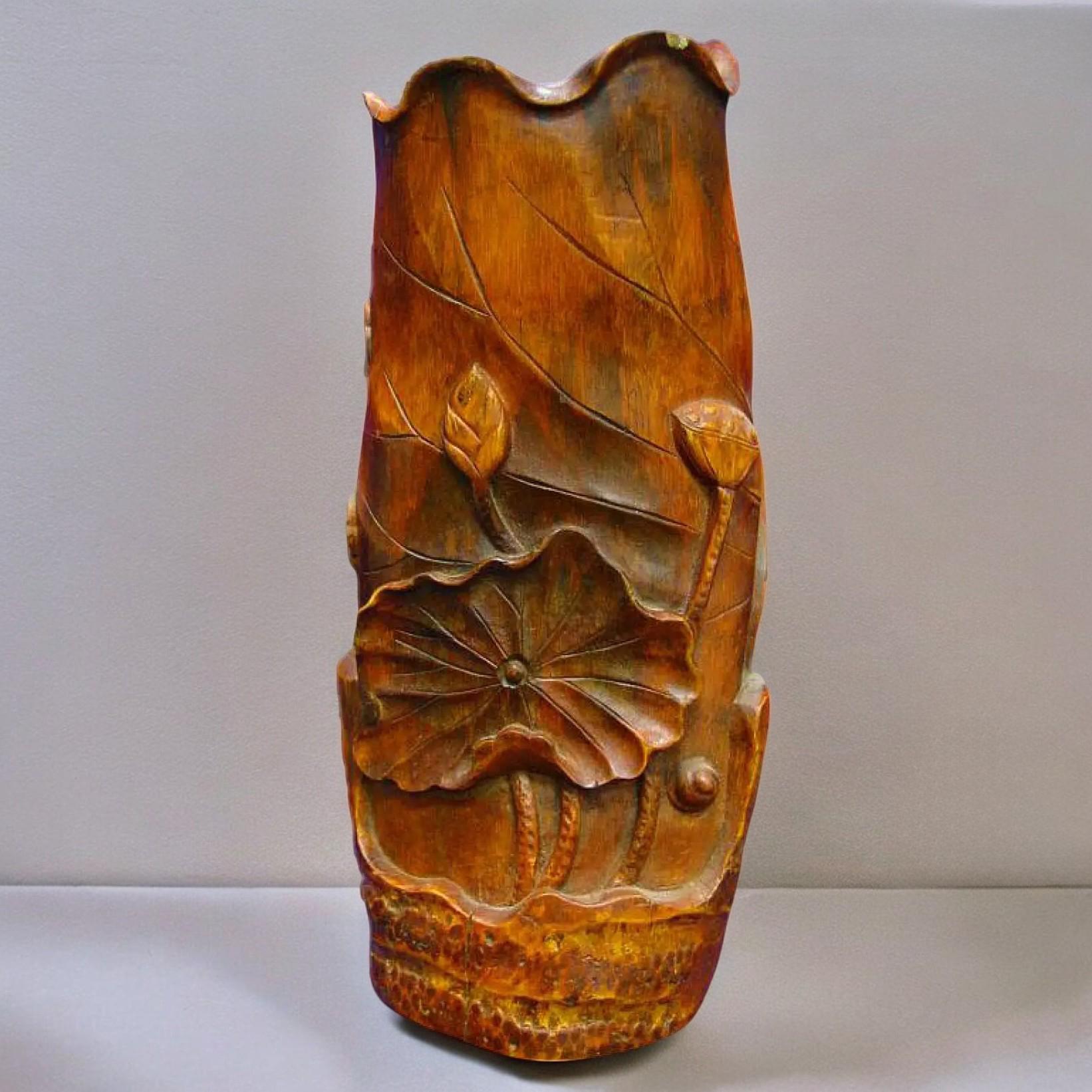 Ваза для цветов из бамбука декоративная настольная Ваза для цветов из бамбука декоративная настольная