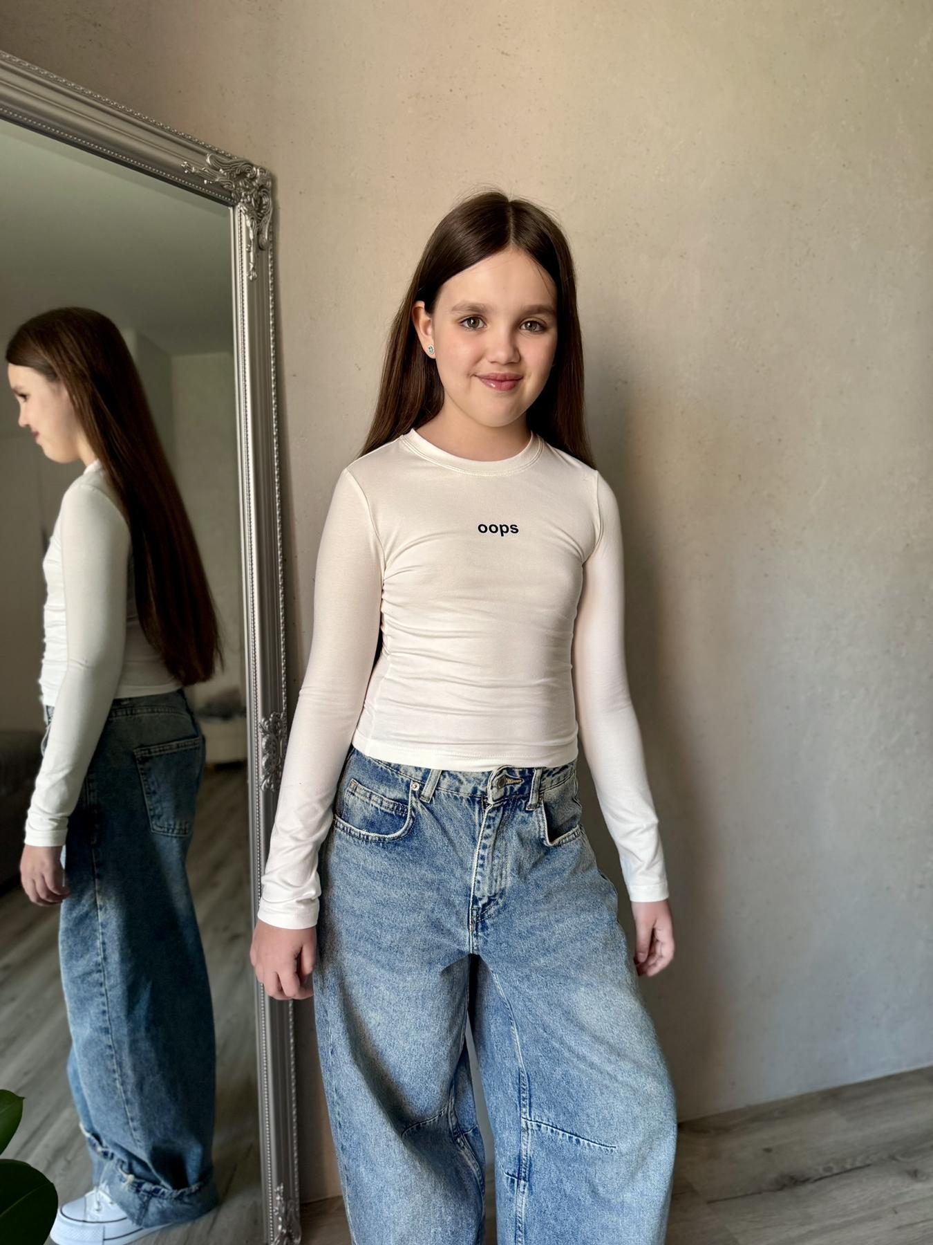 Лонгслив детский подростковый для девочки IRmAS 1354 146 см Молочный