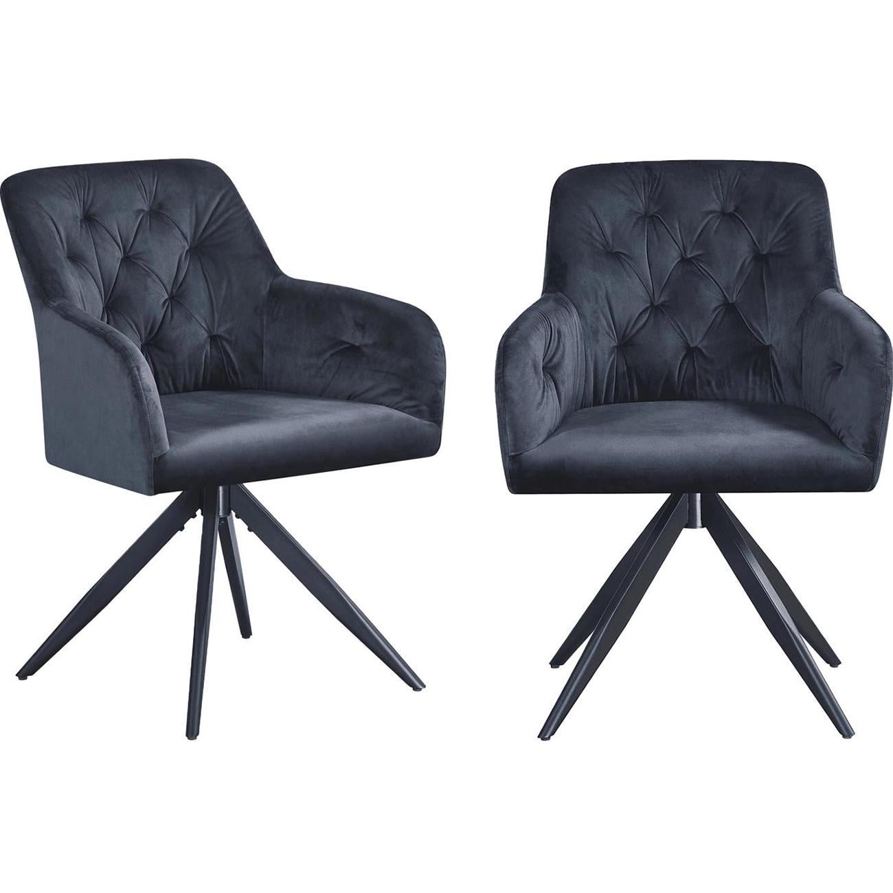 Сет из двух обеденных стульев Sofia с подлокотниками поворотный 360° Grey Velvet (13496)