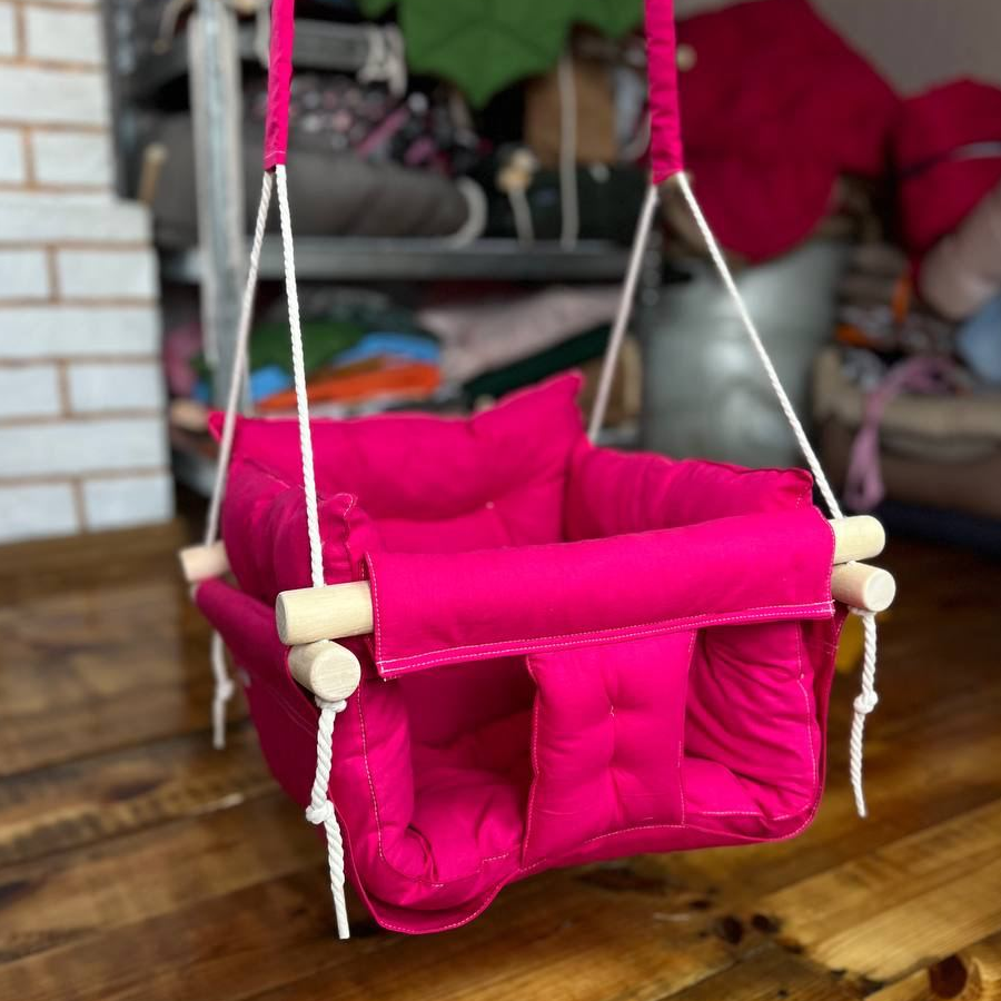 Дитяча гойдалка підвісна з бавовни Преміум плюс Фуксія (gs-8583) - фото 1 Дитяча гойдалка підвісна з бавовни Преміум плюс Фуксія (gs-8583) - фото 1