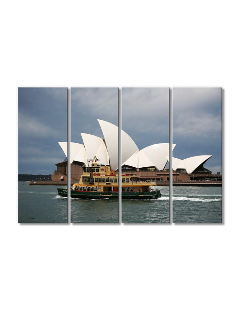 Картина модульная Речной катер и Сиднейский оперный театр 4 модуля 60x90 см