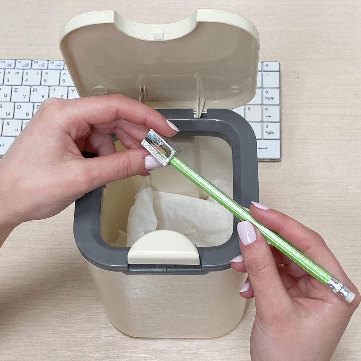 Ведро для мусора MVM BIN-06 2L BEIGE с крышкой 2 л Бежевый (211359) - фото 7