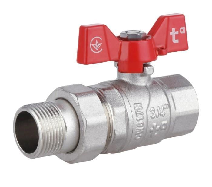 Кран шаровой с американкой Thermo Alliance Forte 3/4" ВН прямая бабочка (SF220W20)