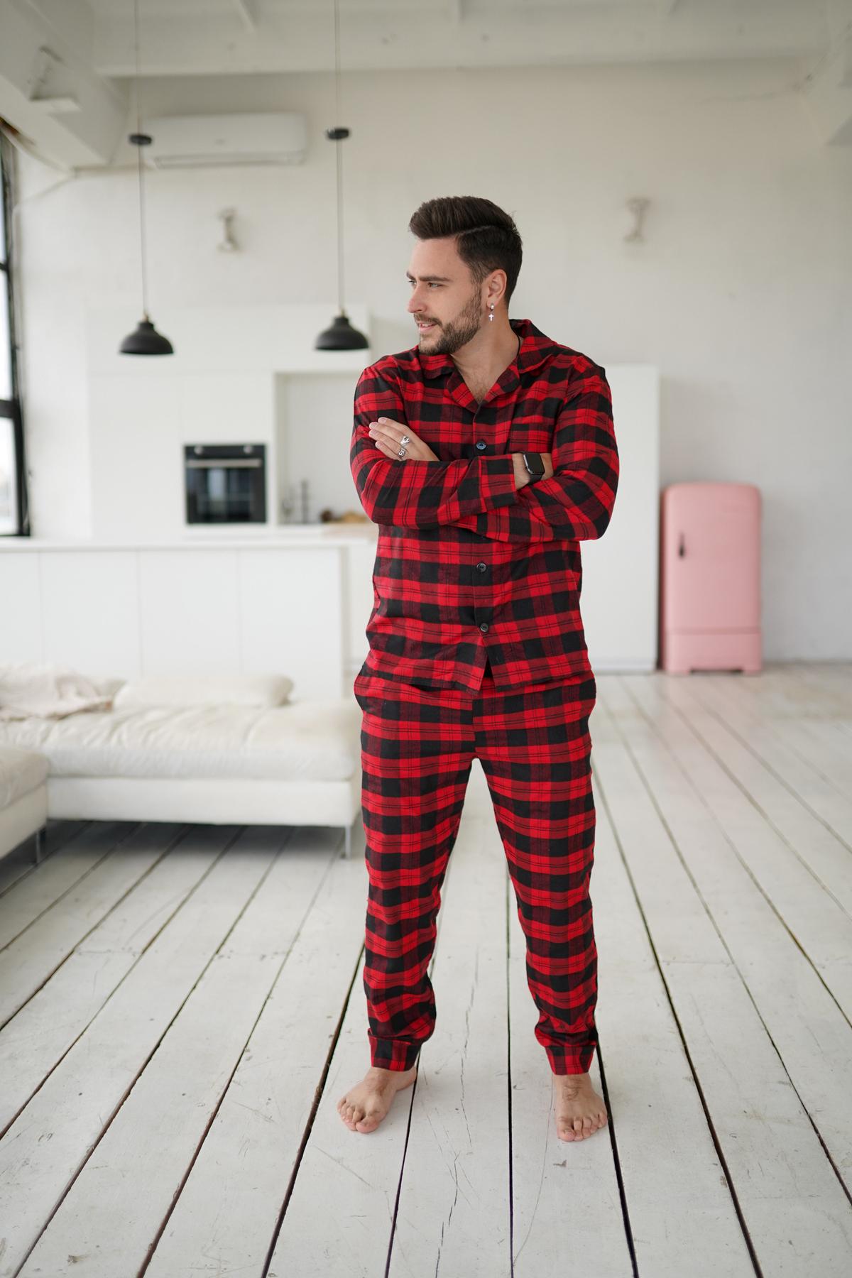 Пижама мужская фланелевая домашняя XL Красно-черный (24127/3/4) Пижама мужская фланелевая домашняя XL Красно-черный (24127/3/4)