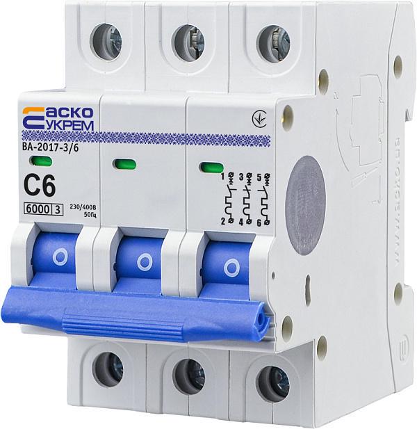 Автоматический выключатель АСКО-УКРЕМ ВА-2017/С 3р 6А (28679865)