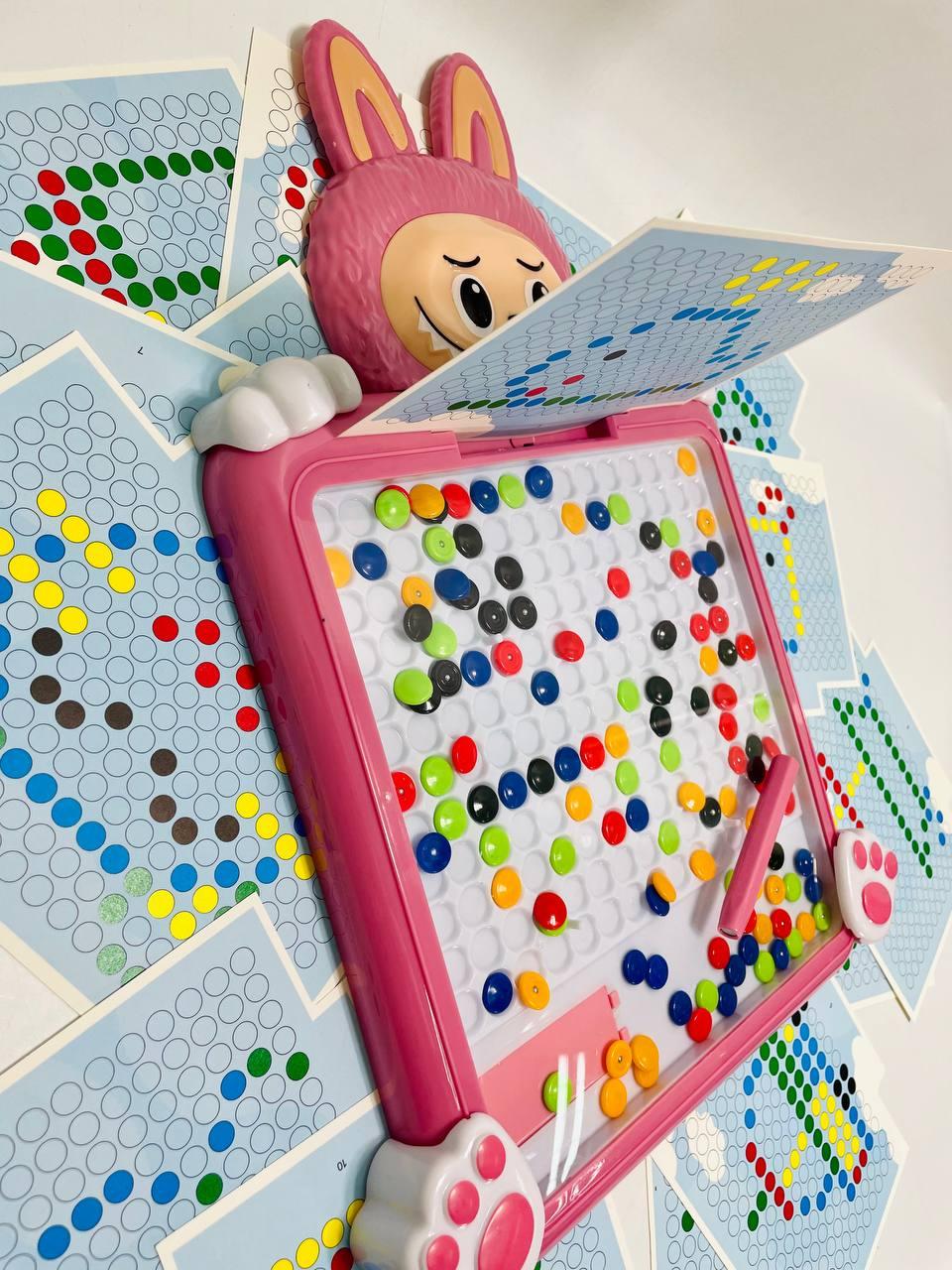 Мозаика магнитная Лабубу стилус цветные шарики 16 двусторонних карточек 40х2,5х25 см Розовый - фото 2 Мозаика магнитная Лабубу стилус цветные шарики 16 двусторонних карточек 40х2,5х25 см Розовый - фото 2