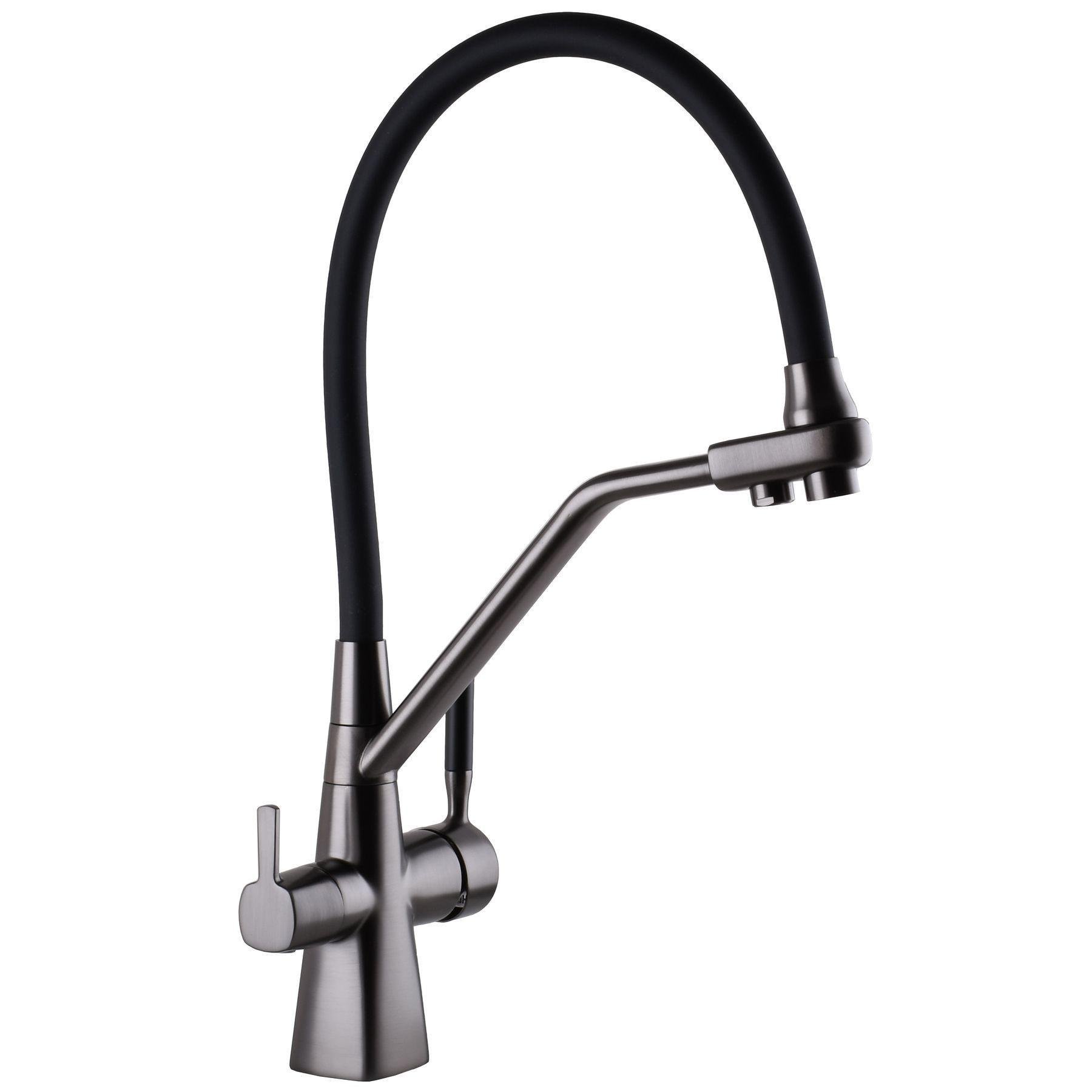 Кран на кухню Globus Lux з підключенням до осмос-фільтру Графітово-чорний (24668)