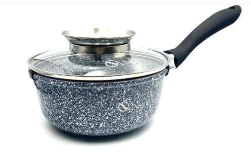 Ковш зі скляною кришкою Unique UN-5601 1,3 л 16х8 см ручкою з нержавіючої сталі (2765561611)