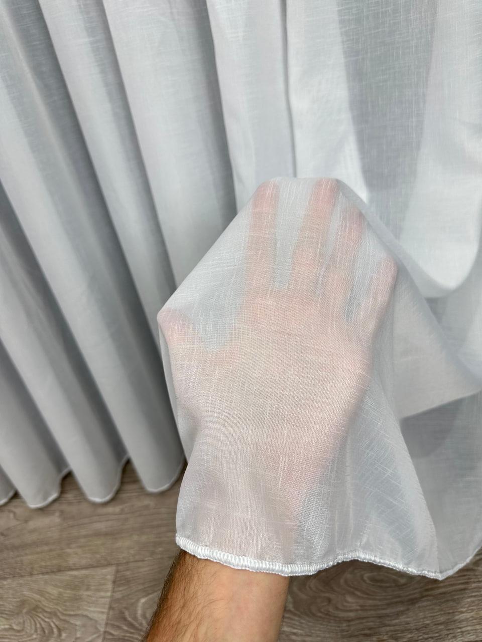 Тюль готовий з обтяжувачем креп-льон однотонний матовий на тасьмі 6 см 400x270 см Білий (1100 Т29) - фото 7