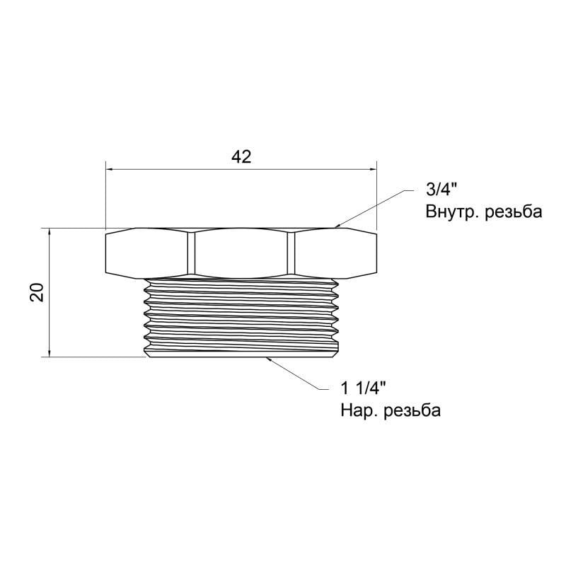 Футорка SD Plus SD4233220 латунь 1 1/4"х3/4" ЗВ (FRRS00047895) - фото 2