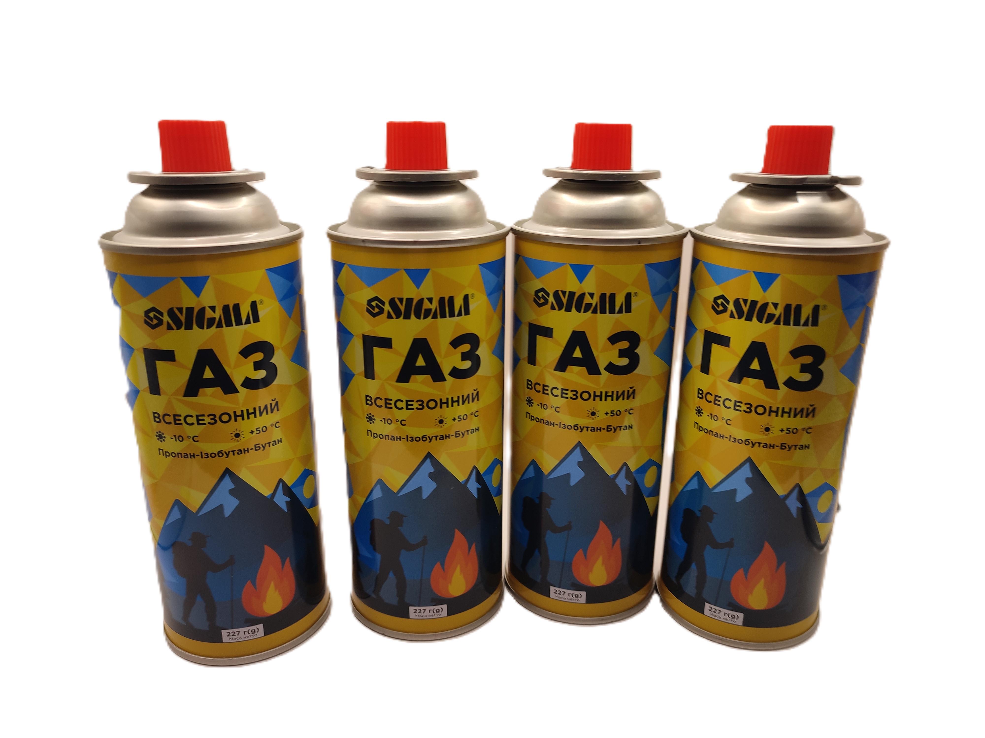 Балон газовий всесезонний Sigma 220 г 400 мл цанговий 4 шт. (4038)