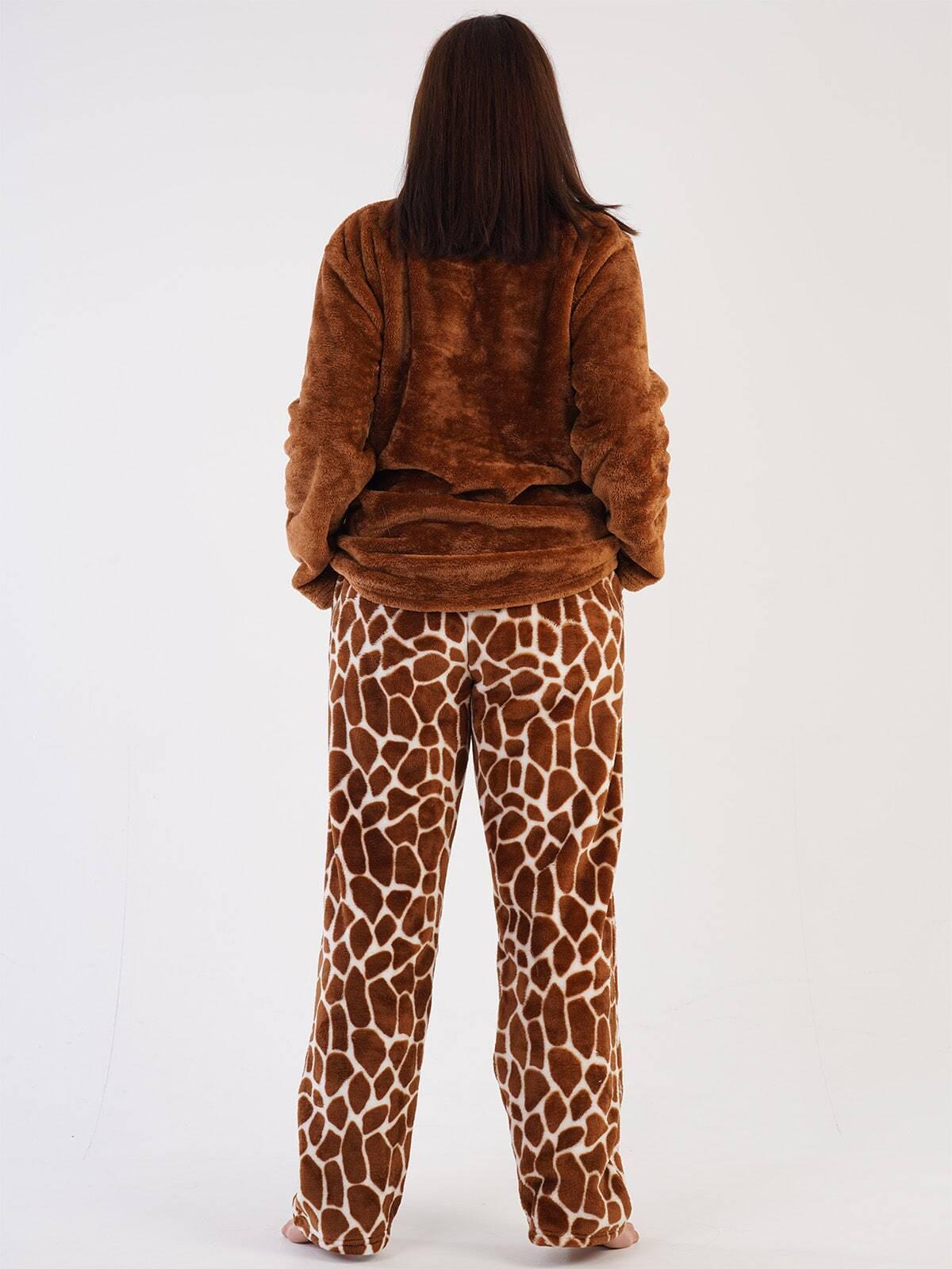 Пижама женская с брюками Vienetta Soft&Pure Welsoft 303071k теплая махровая 3XL Коричневый (30070925) - фото 3