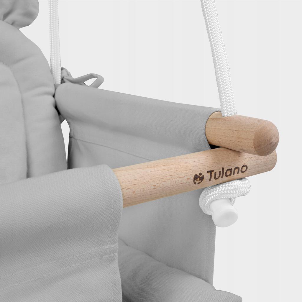 Качели детские подвесные Tulano Hop 30 2 подушки/веревки с карабинами Серый (26321708) - фото 5