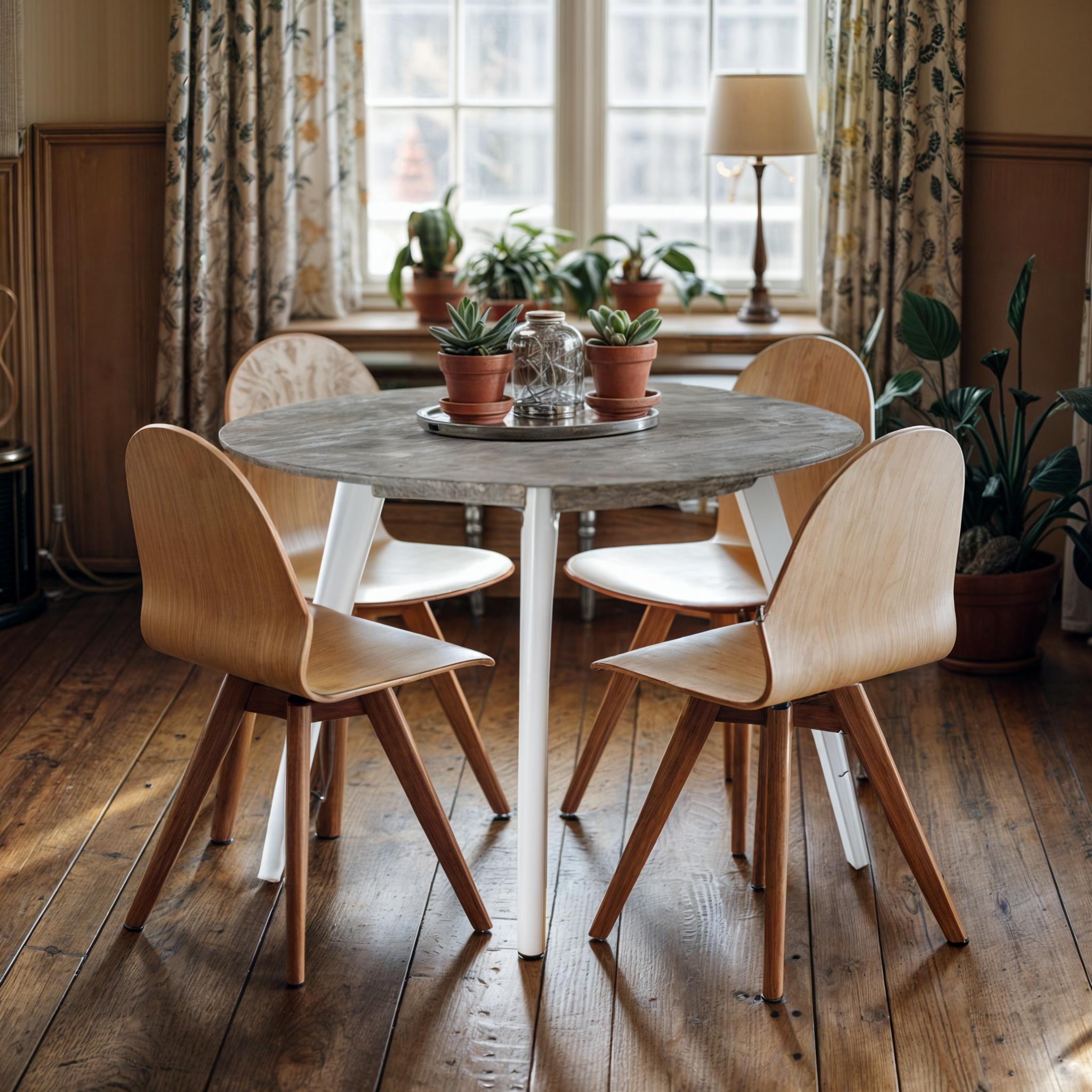 Стол обеденный Tobi Sho BON круглый для кухни столовой гостинной 880х880х750 мм Бетон/Белый