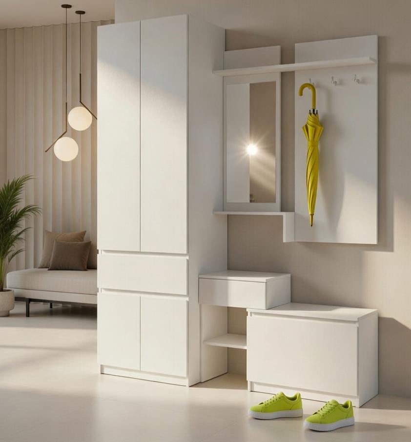 Прихожая Мастер Форм Брайт левосторонняя 1500х520х2000 мм Белый (31777)