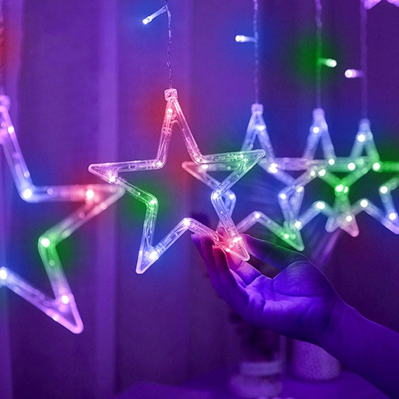 Гірлянда-штора світлодіодна Lesko YLX-025 Stars на вікна 2,5 м Різнокольоровий (21-49-8642-31162)
