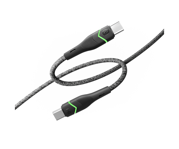 Кабель Data Ridea RC-RL15 RGB Light Type-C to Type-C 60W 1,2 м Black