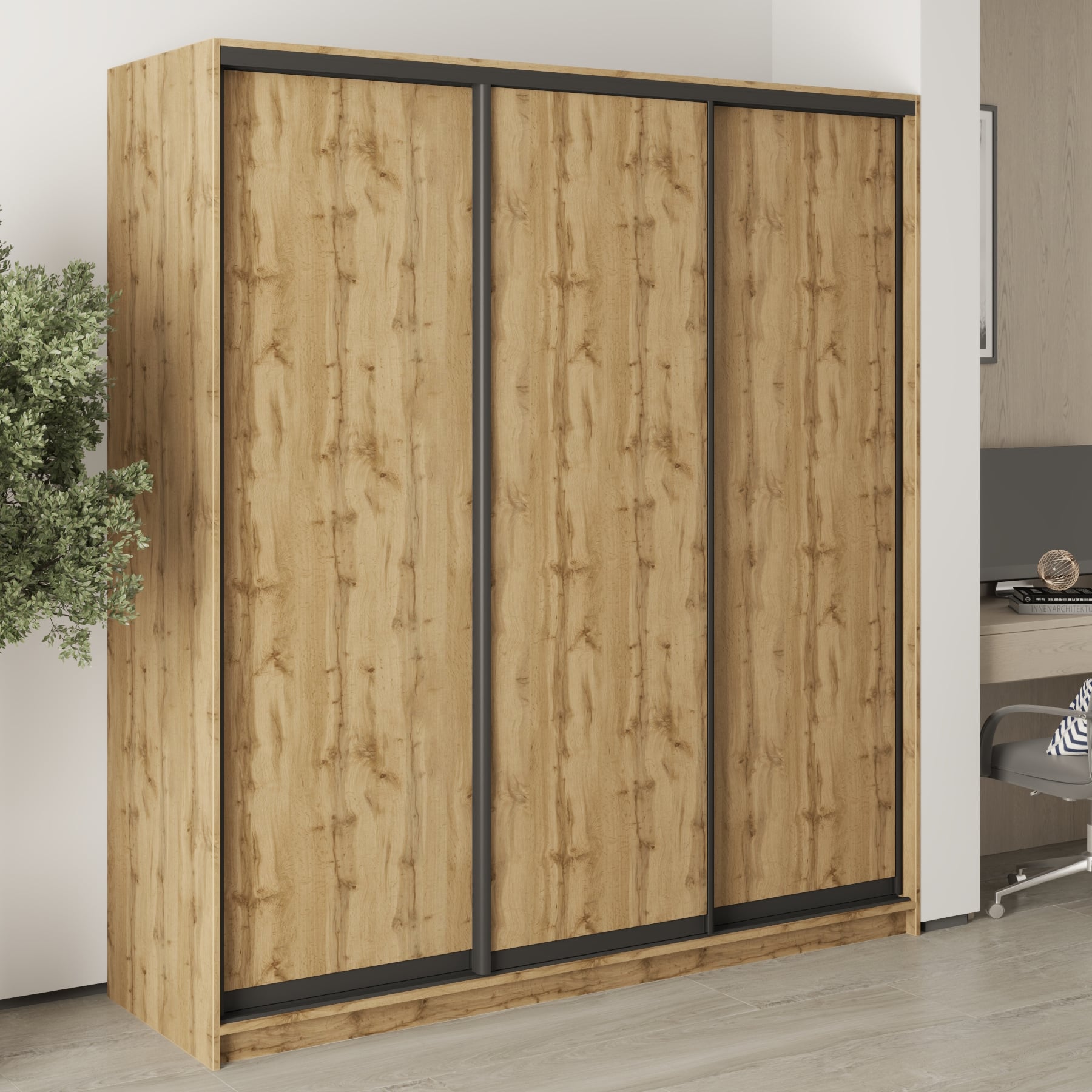 Шкаф-купе трехдверный Mebel Star Комбо BG MBS-9029 190х45х210 см Дуб тахо (1009018)