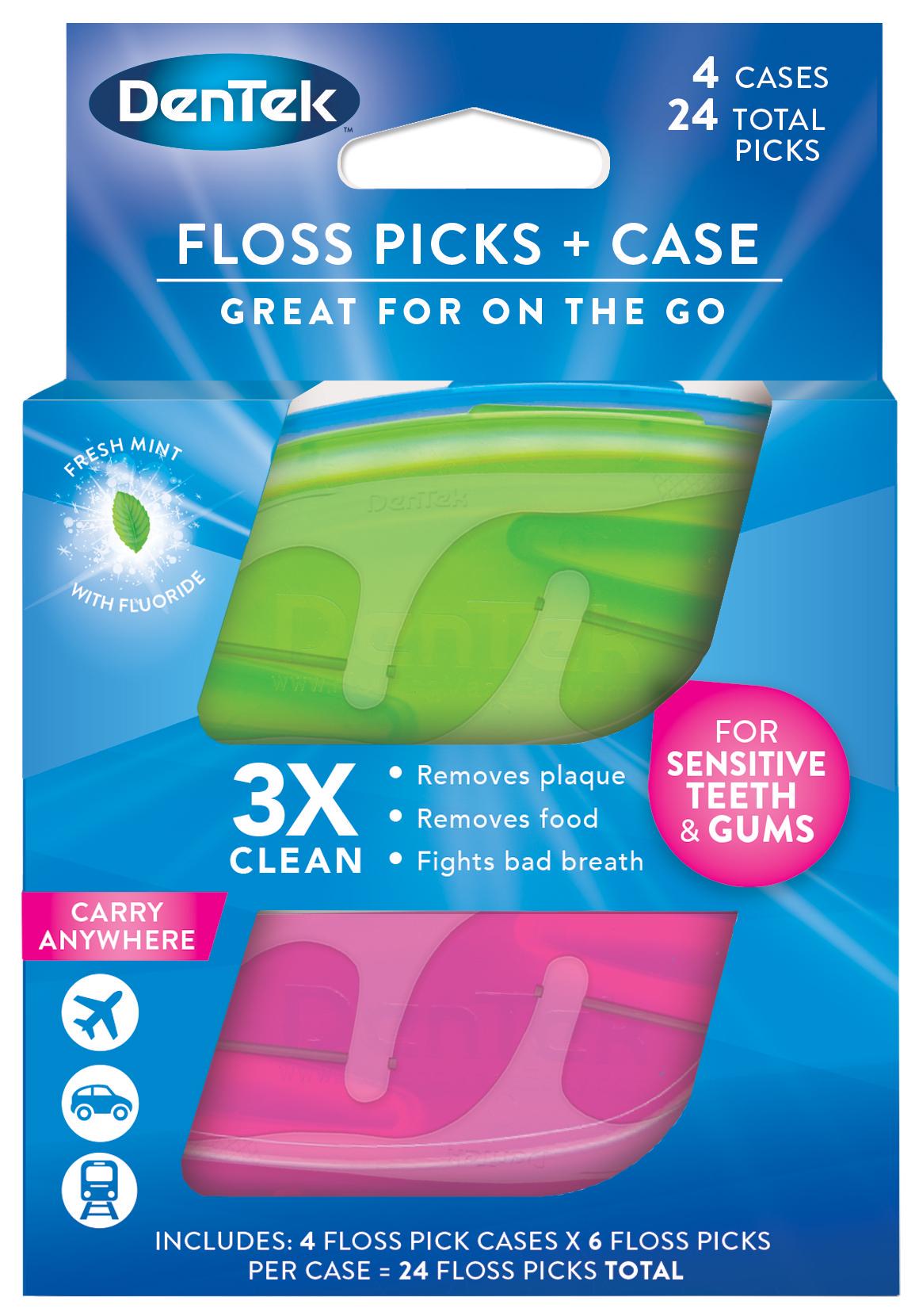 Флосс-зубочистки комфортная DenTek очистка дорожный футляр 4 футляра 24 шт. (2025)