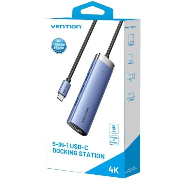 USB-хаб Vention 5в1 USB-C - HDMI/3хUSB3.0/PD (TGESB) - фото 3