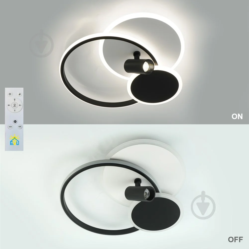 Люстра светодиодная ESLLSE ECLIPSE 3R LR с пультом 75 Вт 480х425х130 мм Черно-белый (10441) - фото 6