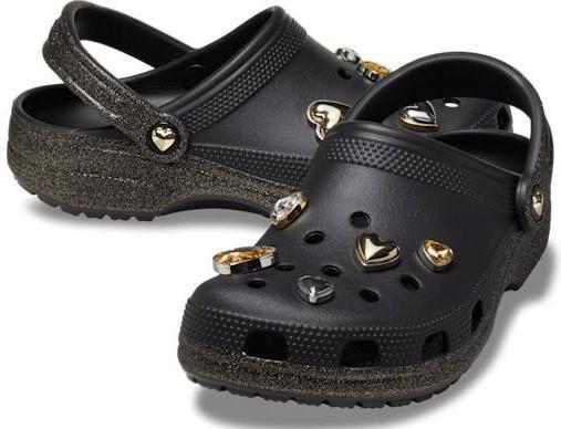 Сабо жіночі Crocs Classic Glitter Heart Clog р. 36-37 Чорний (16685)