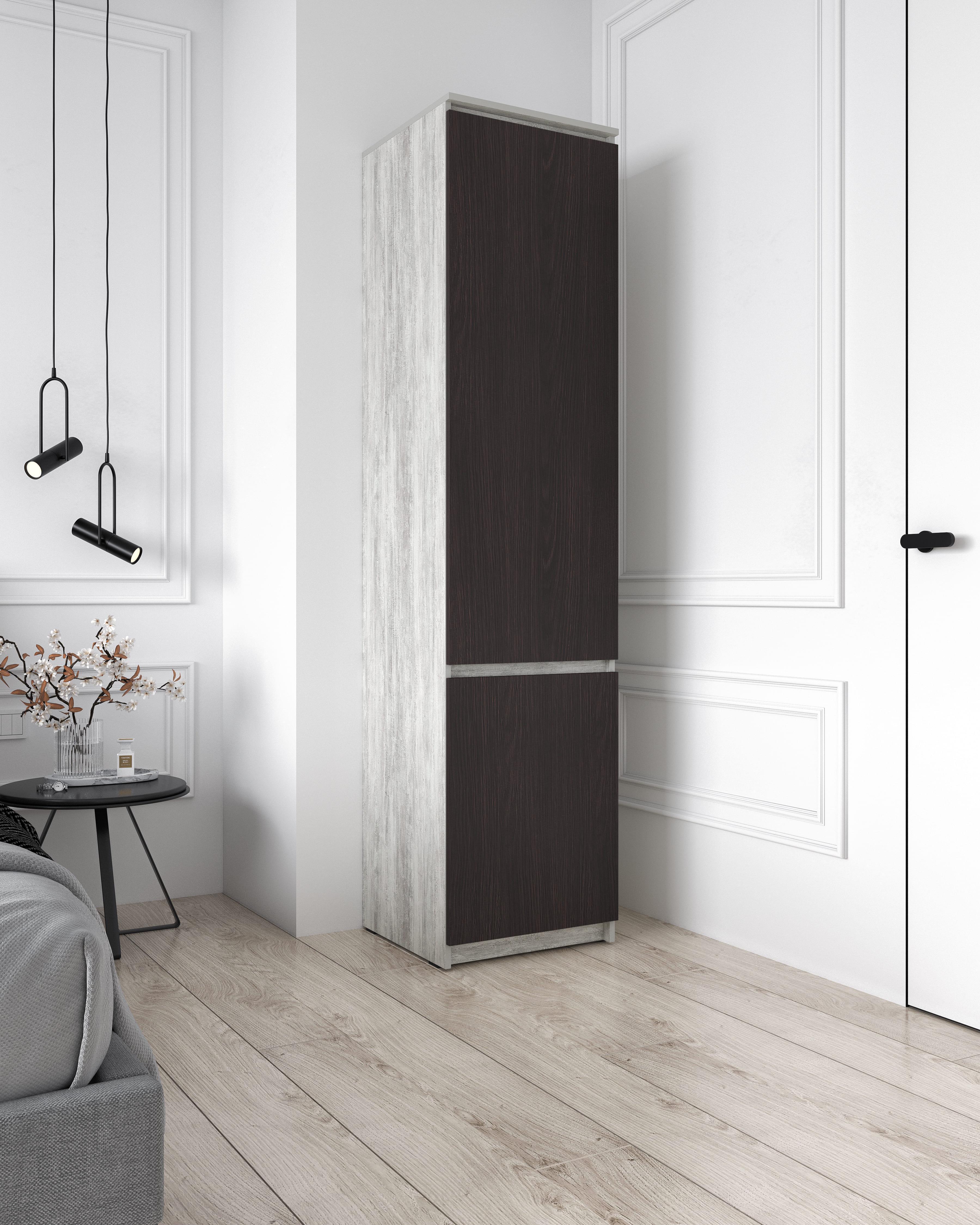 Шафа-пенал Moreli T-217 з полицями для одягу Бетон/Венге темний