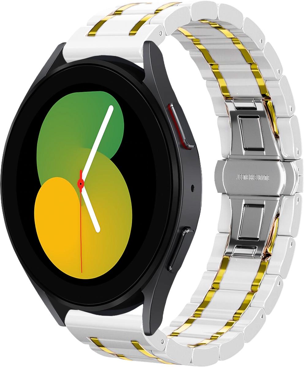 Ремешок керамический Ceramo для Galaxy Watch 5 40 мм White/Gold (29195-65)