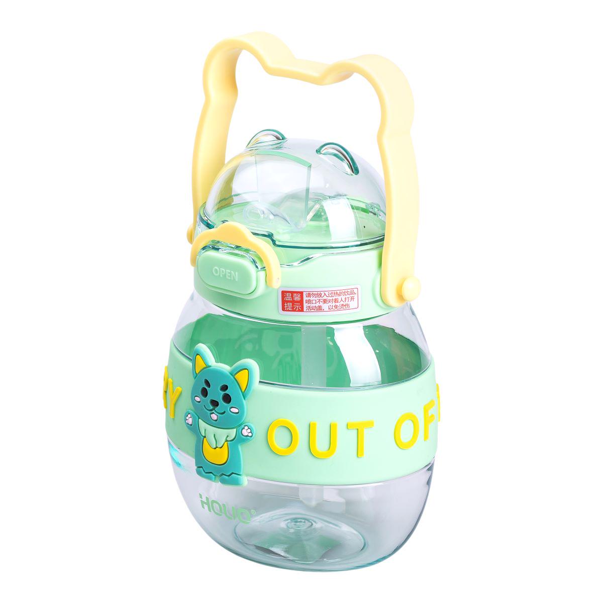 Пляшка для води дитяча з трубочкою з ручкою та ремінцем 580 мл Зелений (6752) - фото 5 Пляшка для води дитяча з трубочкою з ручкою та ремінцем 580 мл Зелений (6752) - фото 5