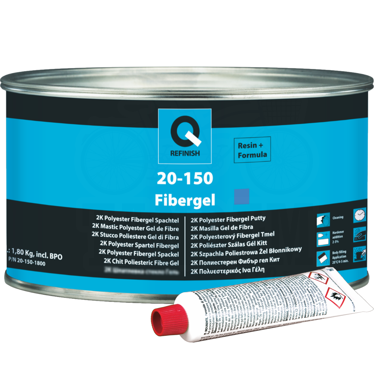 Шпатлевка-гель со стекловолокном Q-REFINISH 20-150 Fibergel 1,8 кг