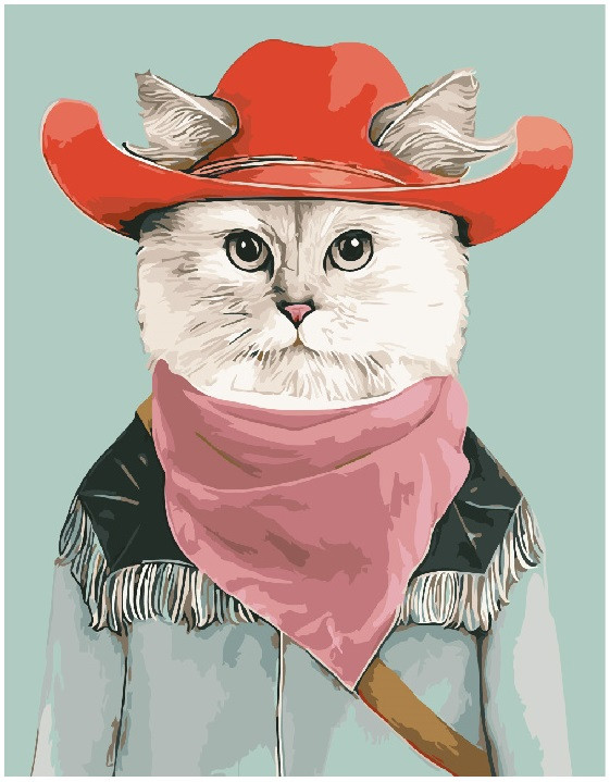 Картина по номерам Brushme Кот-ковбой (GX9429)
