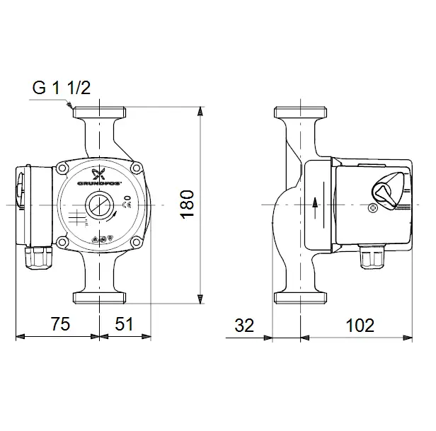 Насос циркуляционный Grundfos UPS 25/40 180 + гайки - фото 3