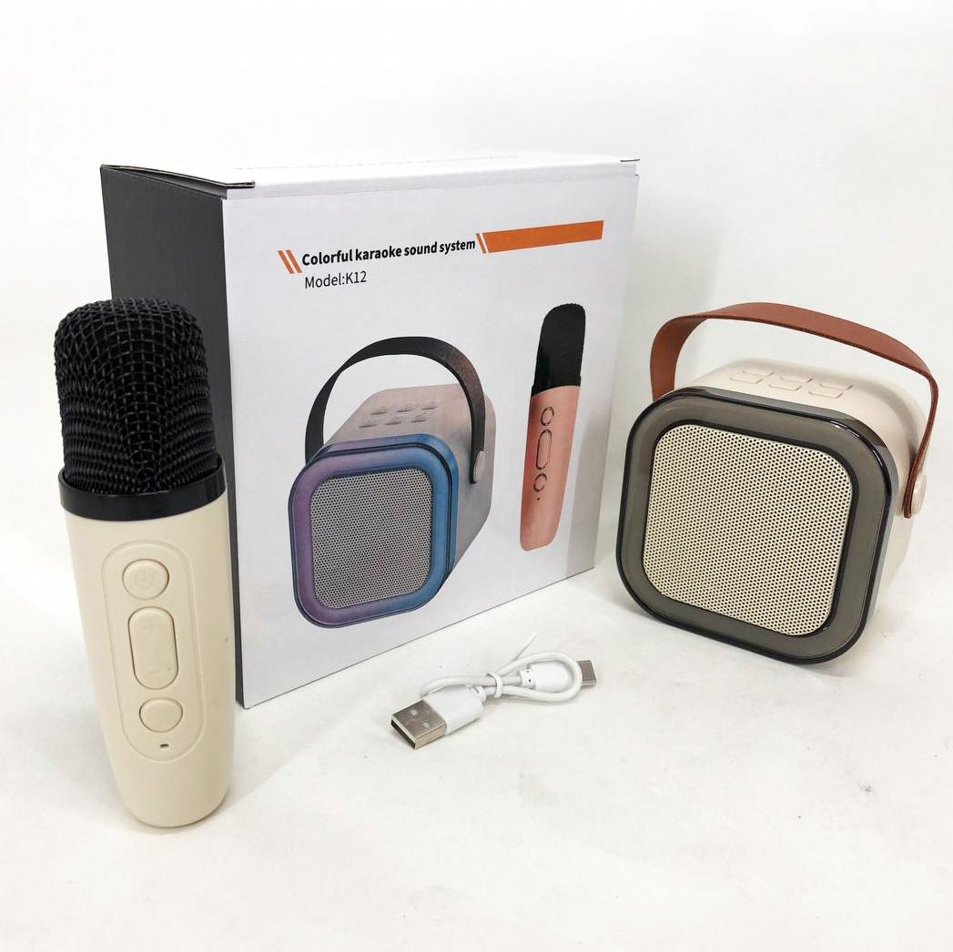 Колонка портативна з караоке мікрофоном та RGB підсвічуванням K12 10W Bluetooth Білий - фото 22 Колонка портативна з караоке мікрофоном та RGB підсвічуванням K12 10W Bluetooth Білий - фото 22