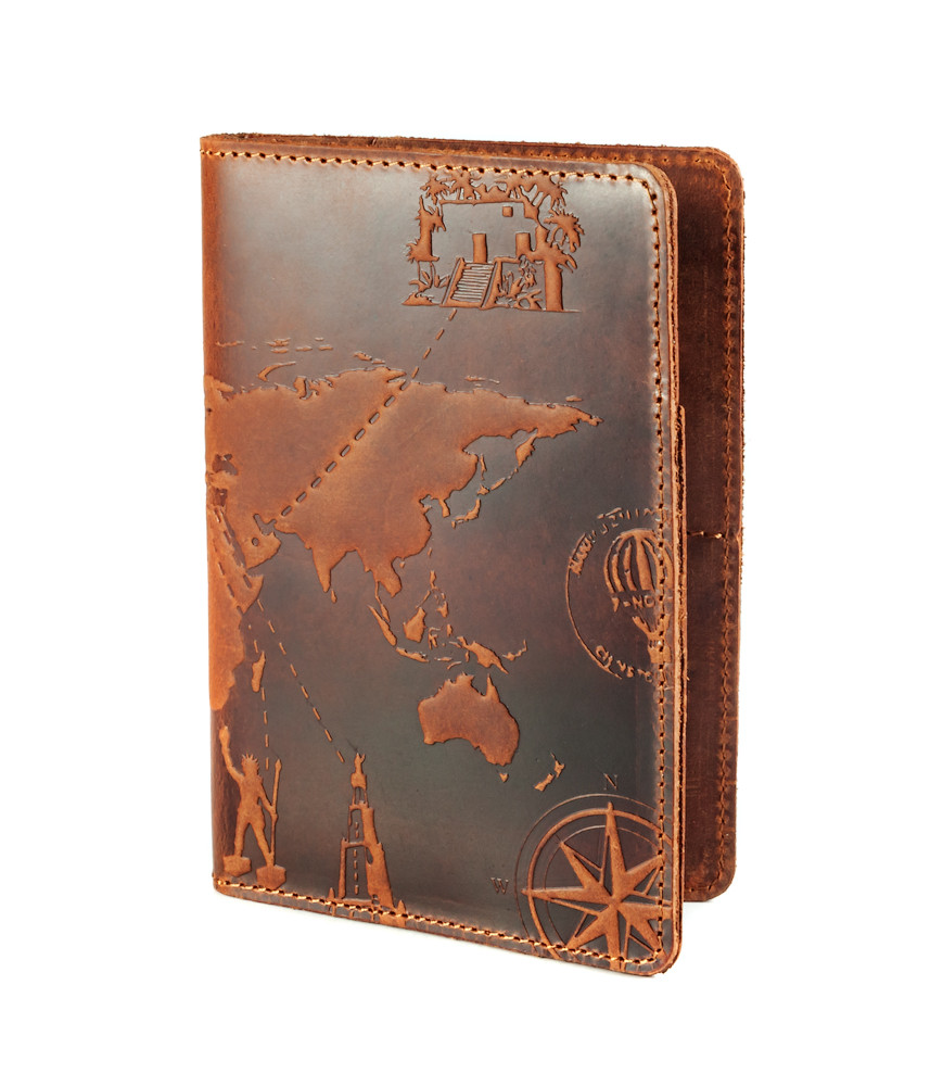 Портмоне HiArt 7 Wonders of The World PB-02 Shabby Cognac из натуральной кожи Коричневый (PB-02-S19-1431-T002)