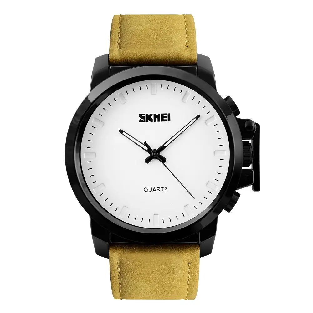 Мужские часы Skmei 1208 классические замша Коричневый