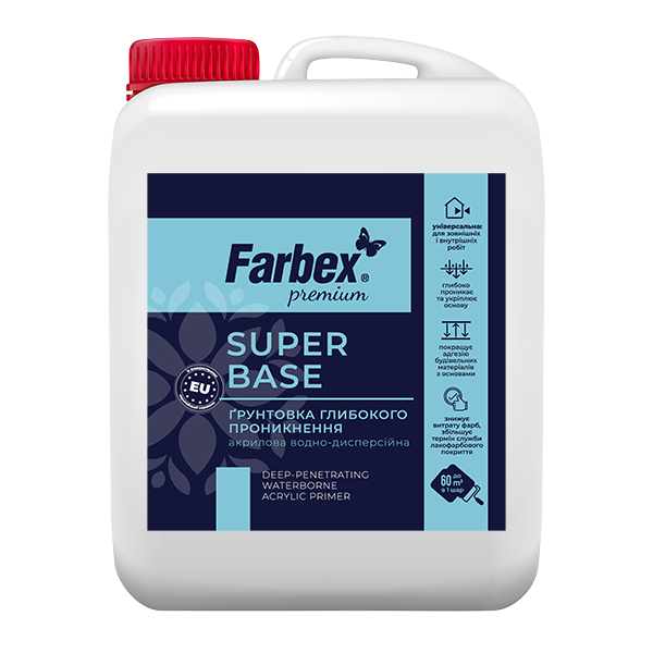 Грунтовка акриловая водно-дисперсионная глубокого проникновения SuperBase Farbex 10 л Бесцветный (2792906354)