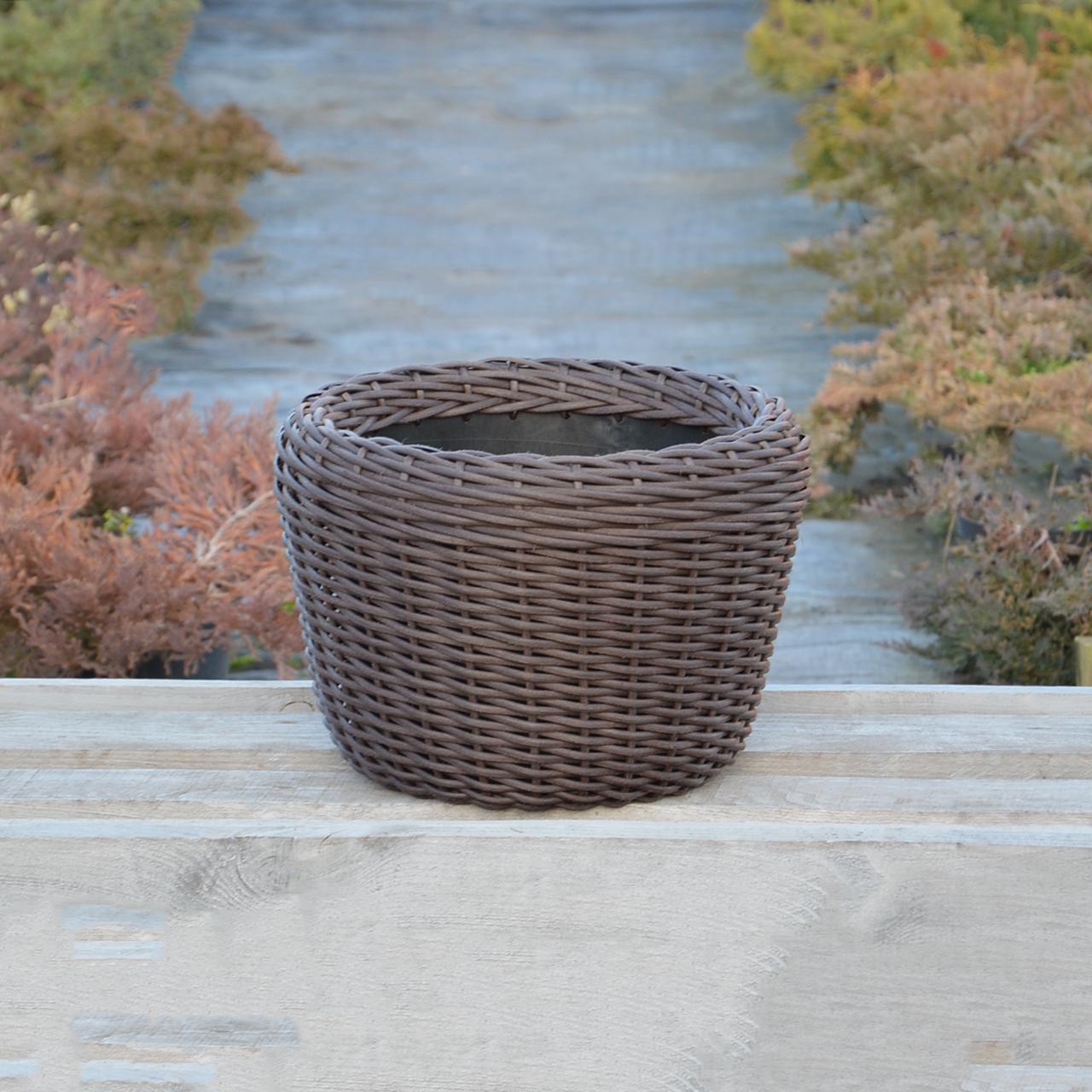 Кашпо для рослин з штучного ротангу 16 л Чесаний венге - фото 5