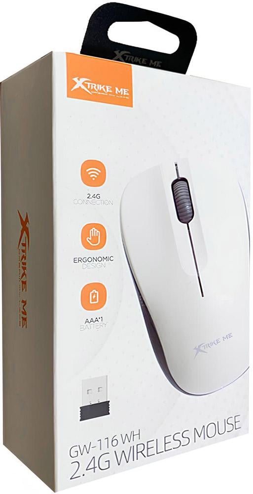 Компьютерная мышка беспроводная игровая Xtrike ME GW-116 2,4G 1000dpi 3кн White (GW-116WH) - фото 3