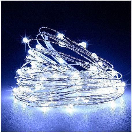 Гирлянда нитевая Капля росы 50 LED на батарейках 4,5 м Холодный свет Гирлянда нитевая Капля росы 50 LED на батарейках 4,5 м Холодный свет