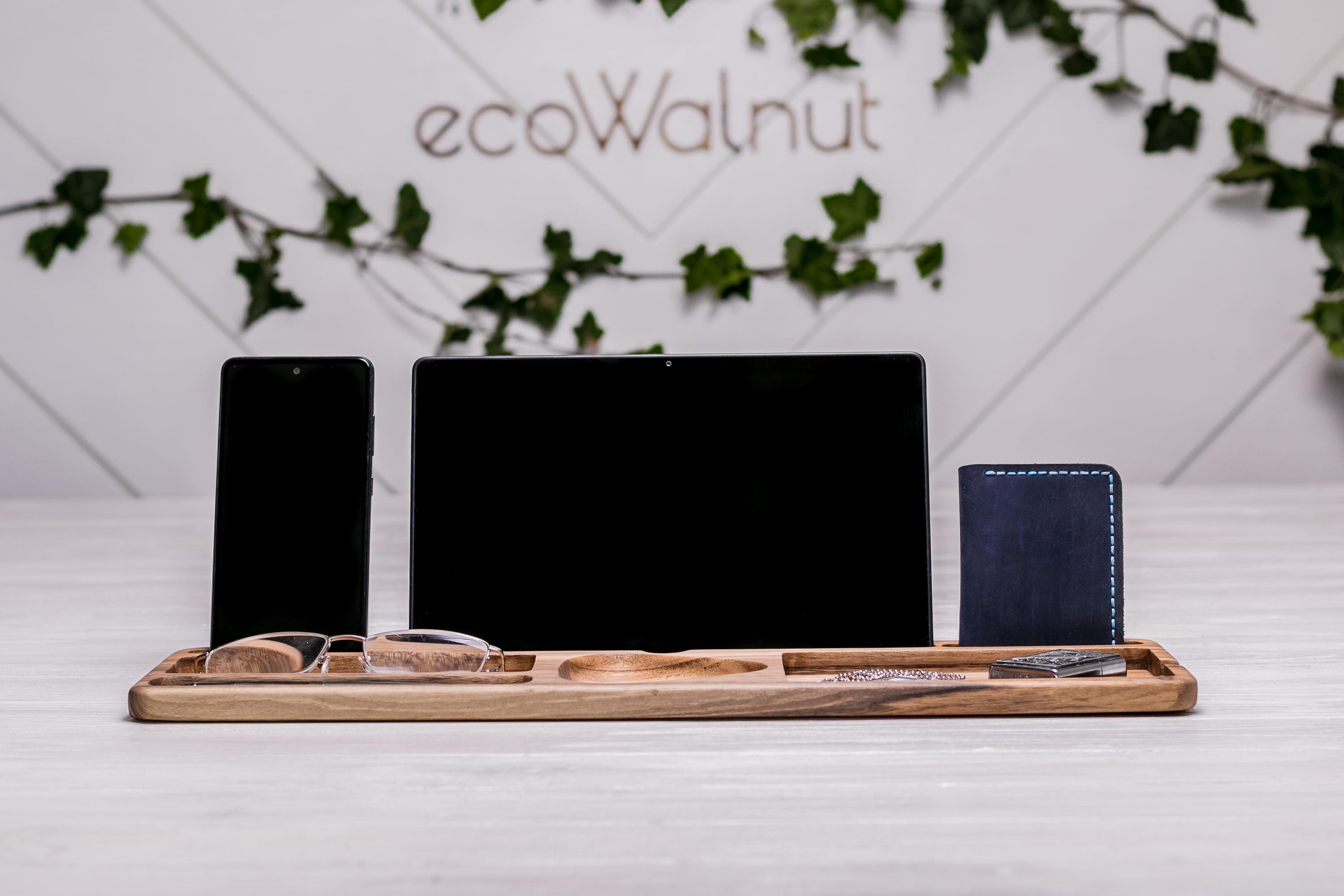 Підставка-органайзер EcoWalnut настільна для канцелярії/гаджетів з гравіюванням (EW-22)