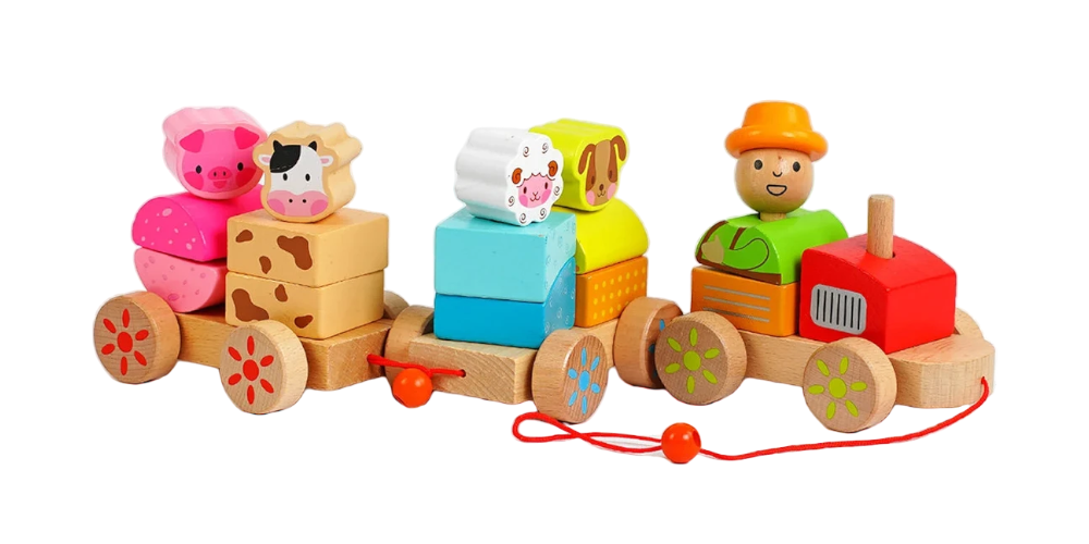 Поезд-сортер деревянный с животными 19 шт. (128230)