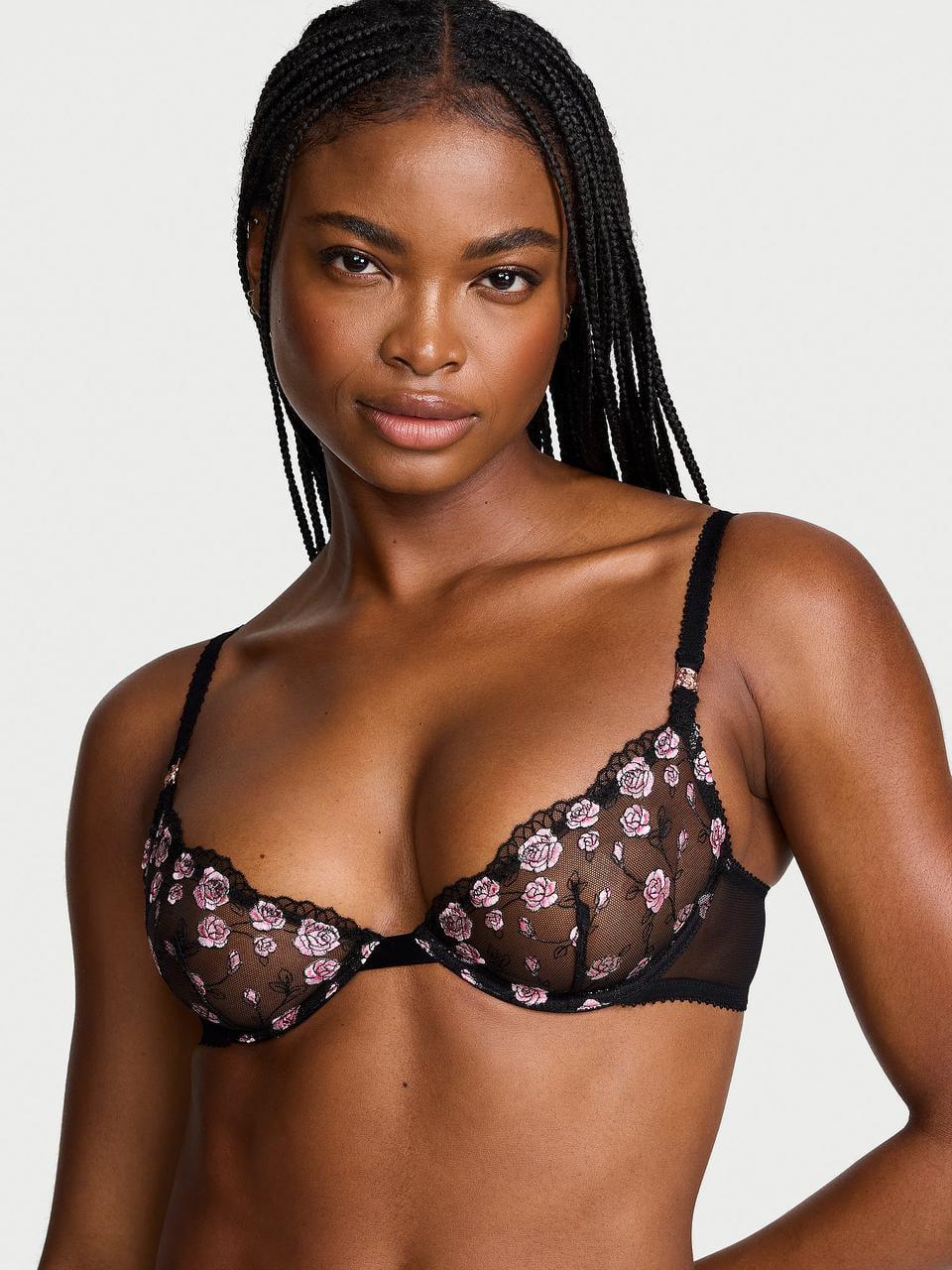 Бюстгальтер Victoria's Secret Tease Rose Embroidery Unlined Demi Bra 75D Черный (286978995)