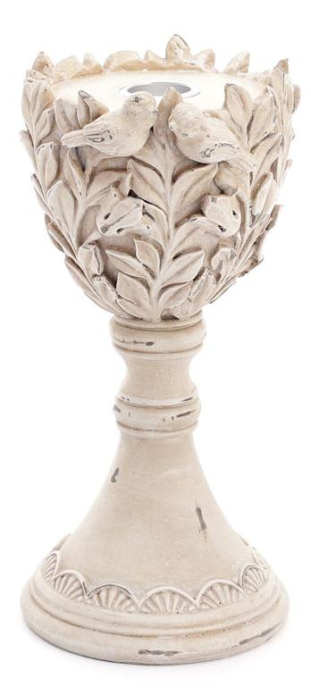 Подсвечник Saaling Лавровый букет 11х11х21 см состаренный Белый (BD-440-812)