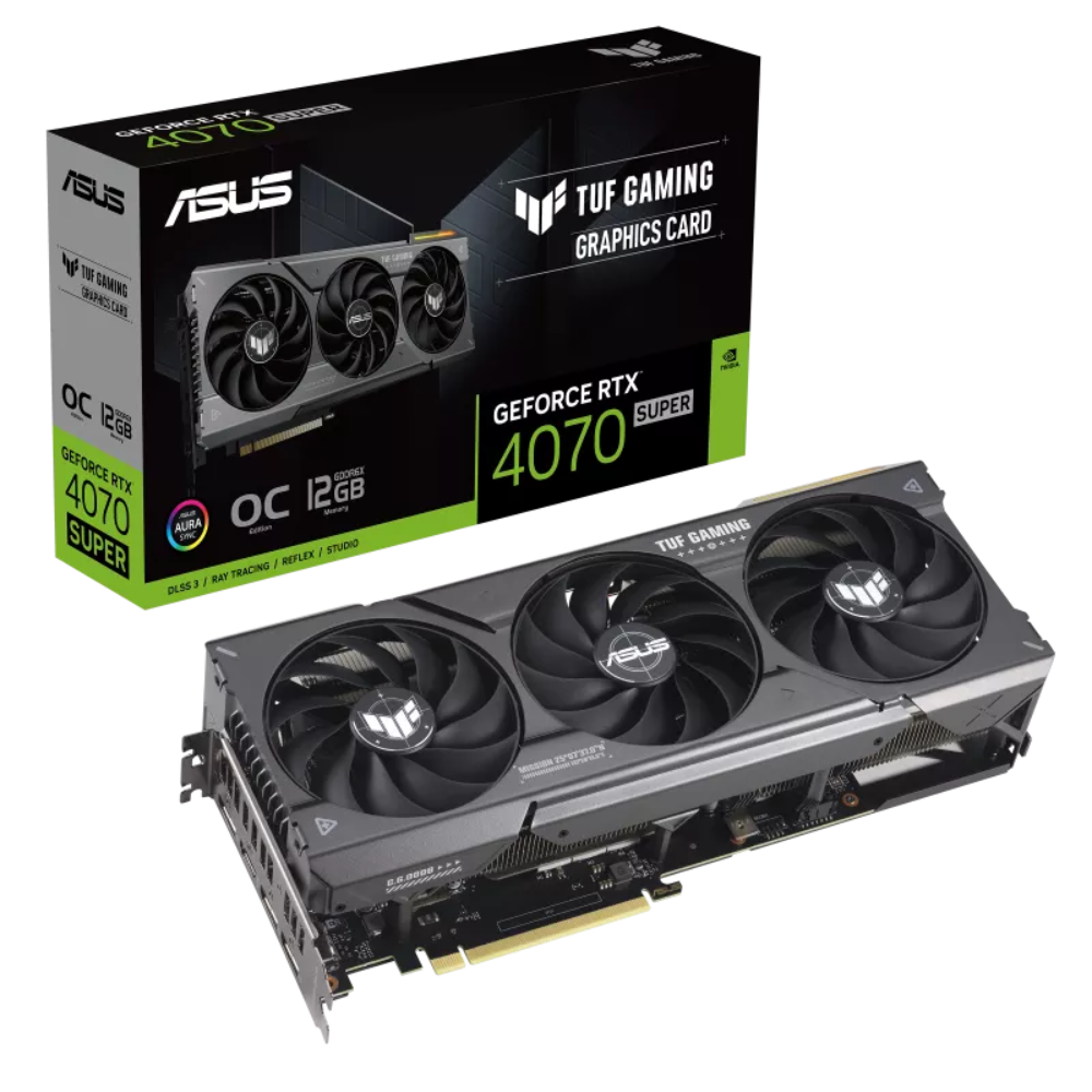 Видеокарта ASUS TUF Gaming RTx4070 SUPER OC/12GB/GDDR6x/PCIe 4.0 (TUF-RTx4070S-O12G-GAMING)