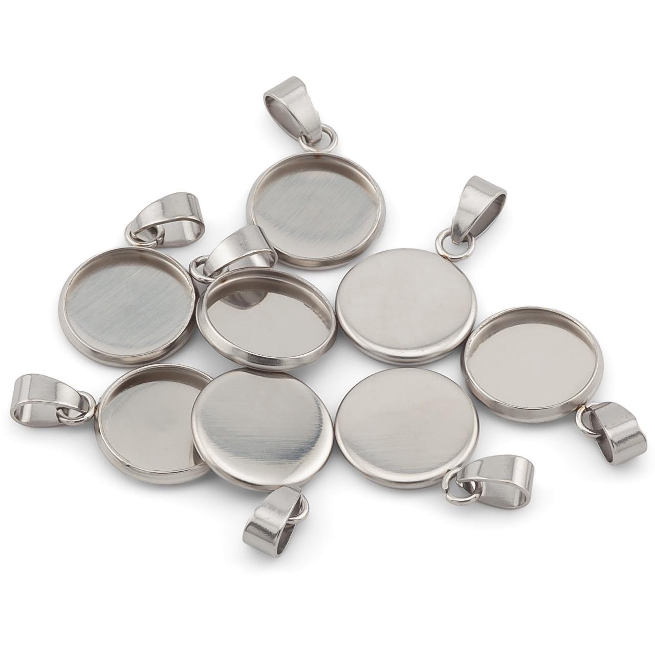 Основа для кулона кругла з нержавіючої сталі 10х2 мм 5 шт. Платиновий (ОН1002к01)