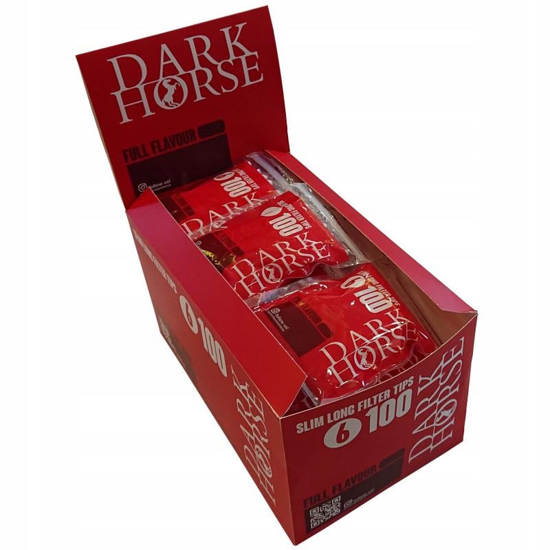 Блок фильтров для самокруток 6 мм Dark Horse Slim Long 30 пачек 100 шт. - фото 1